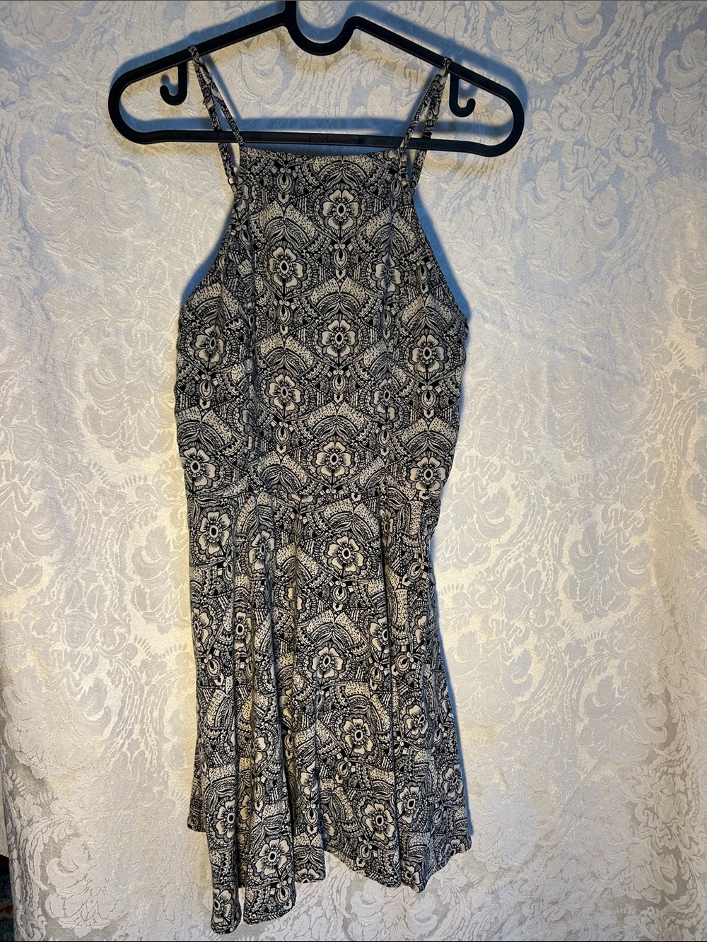 Abercrombie & Fitch Black and Beige Printed Halter Dress size S